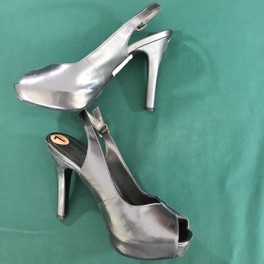 Silver 1” platform 4.5” heels